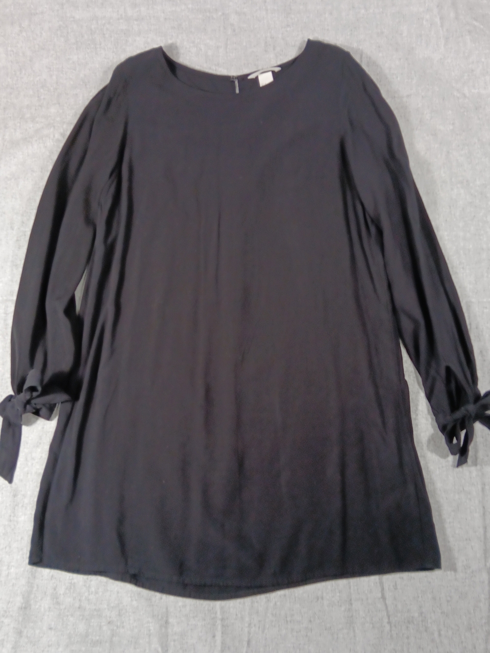 H&M Black Long Self-Tie Cuffs Sleeves Tunic Dress Size 8
